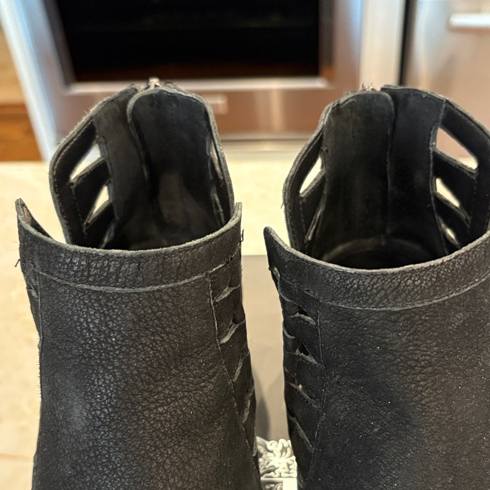 Vince Camuto Suede Black Ankle Boots with cutouts on the sides - Picture 10 of 10
